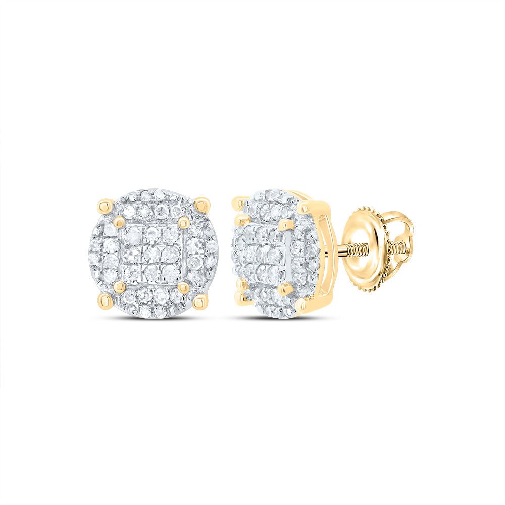 10K Yellow Gold Round Diamond Fashion Earring 1/4 Cttw - Splendid Jewellery