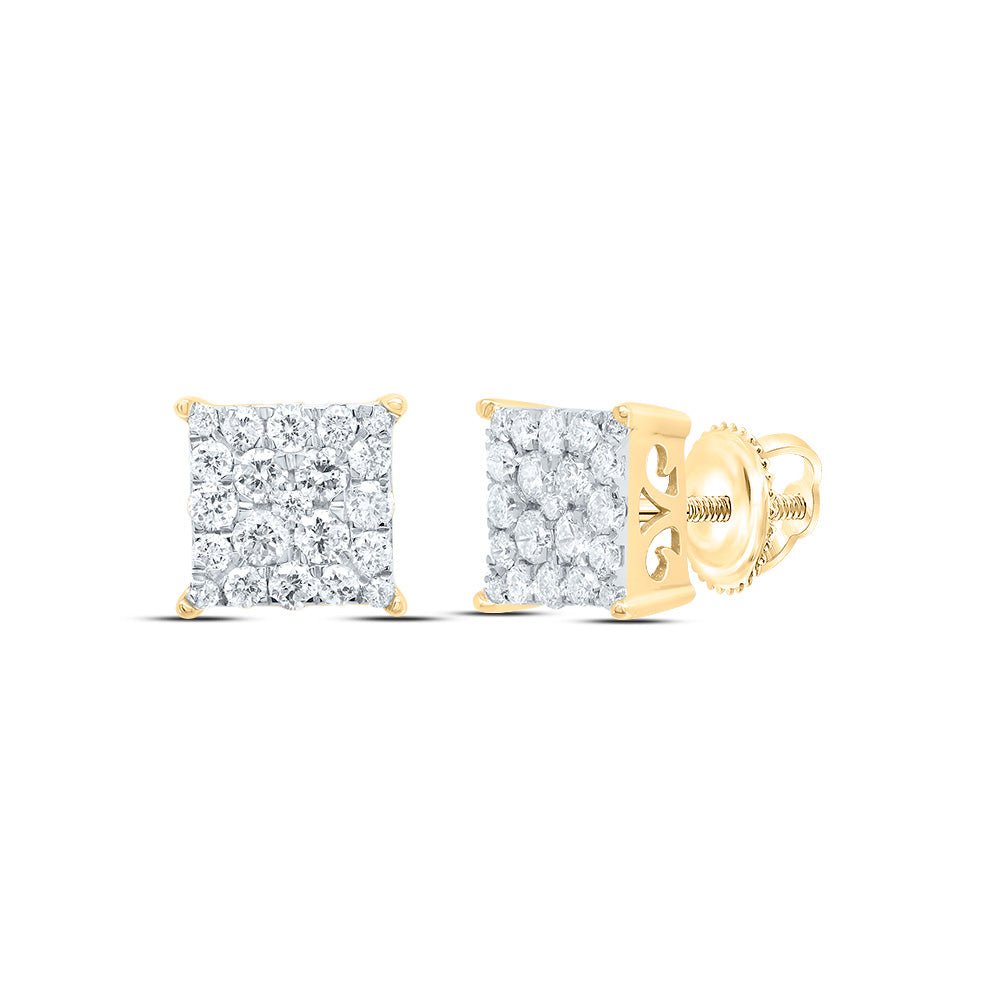10K Yellow Gold Elegant Cluster Earrings with Diamond with Elegant Styling - Splendid Jewellery