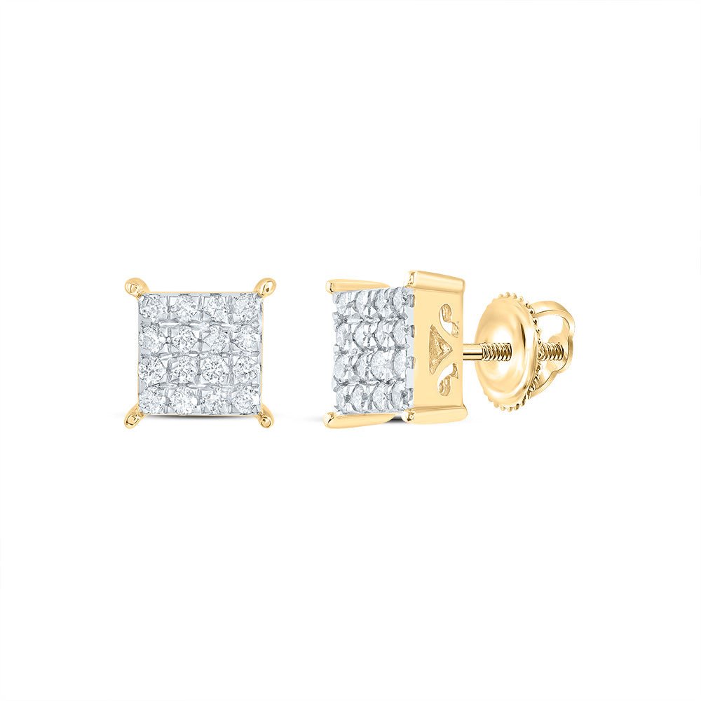 10K Yellow Gold Round Diamond Stud Earrings - Splendid Jewellery