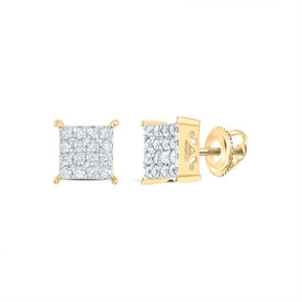 10K Yellow Gold Round Diamond Stud Earrings - Splendid Jewellery