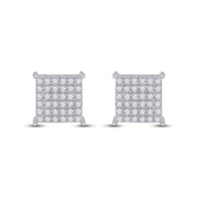 Load image into Gallery viewer, 10K White Gold Round Diamond Cluster Earrings Gift Edition - Splendid Jewellery