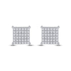 10K White Gold Round Diamond Cluster Earrings Gift Edition - Splendid Jewellery