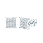 10K White Gold Round Diamond Cluster Earrings Gift Edition - Splendid Jewellery