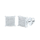 10K White Gold Round Diamond Cluster Earrings Gift Edition - Splendid Jewellery