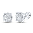 10K White Gold Round Diamond Cluster Earrings - Splendid Jewellery