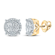 Load image into Gallery viewer, 10K Yellow Gold Elegant Cluster Earrings with Diamond - Splendid Jewellery