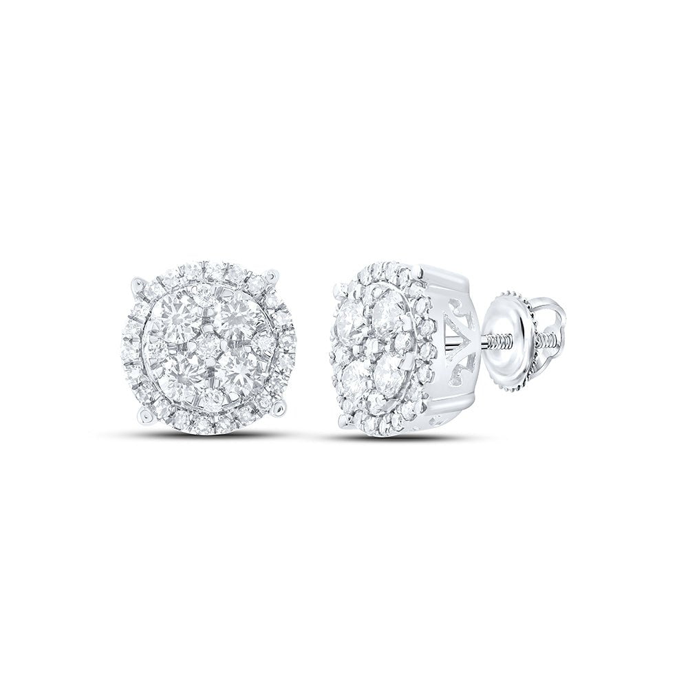 Round Diamond Earrings in 10K White Gold with Elegant Styling - Splendid Jewellery