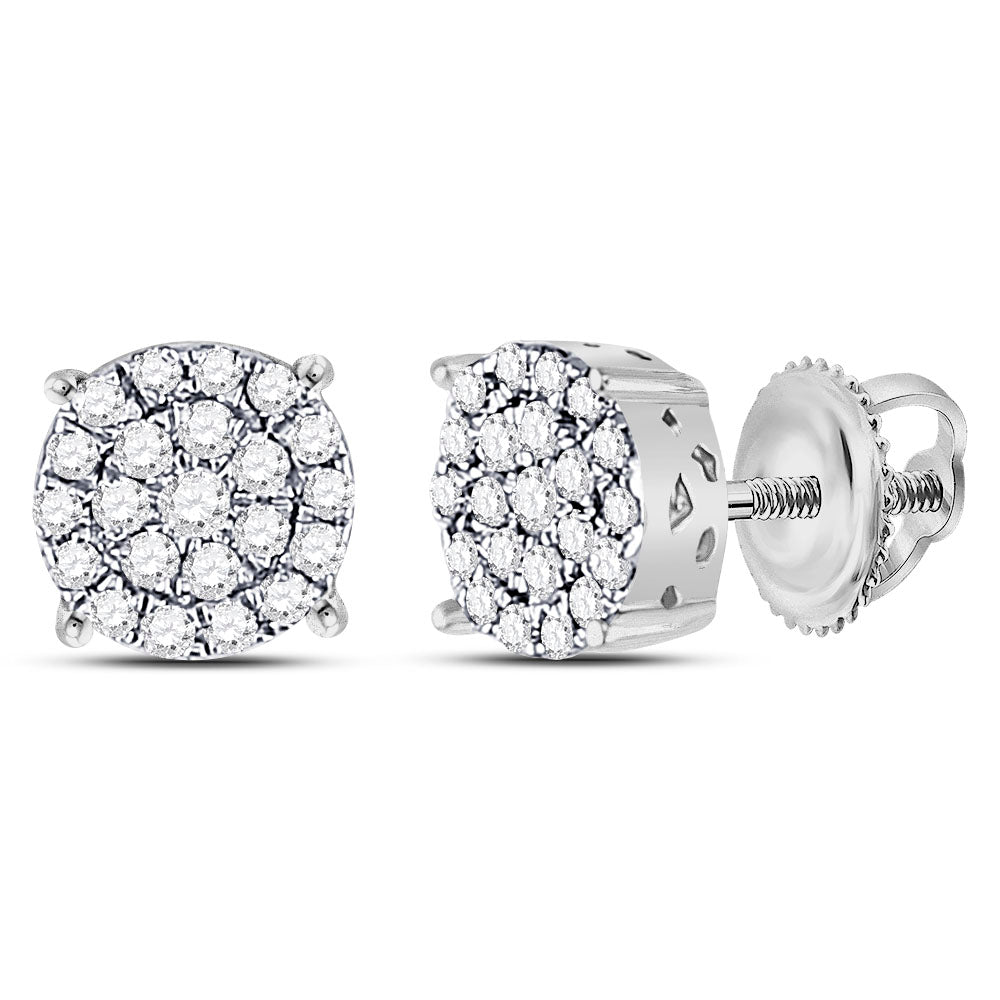 10K White Gold Luxury Diamond Cluster Earrings - Splendid Jewellery