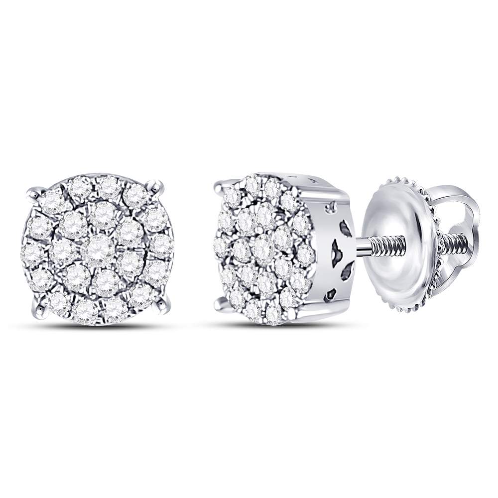 10K White Gold Luxury Diamond Cluster Earrings - Splendid Jewellery
