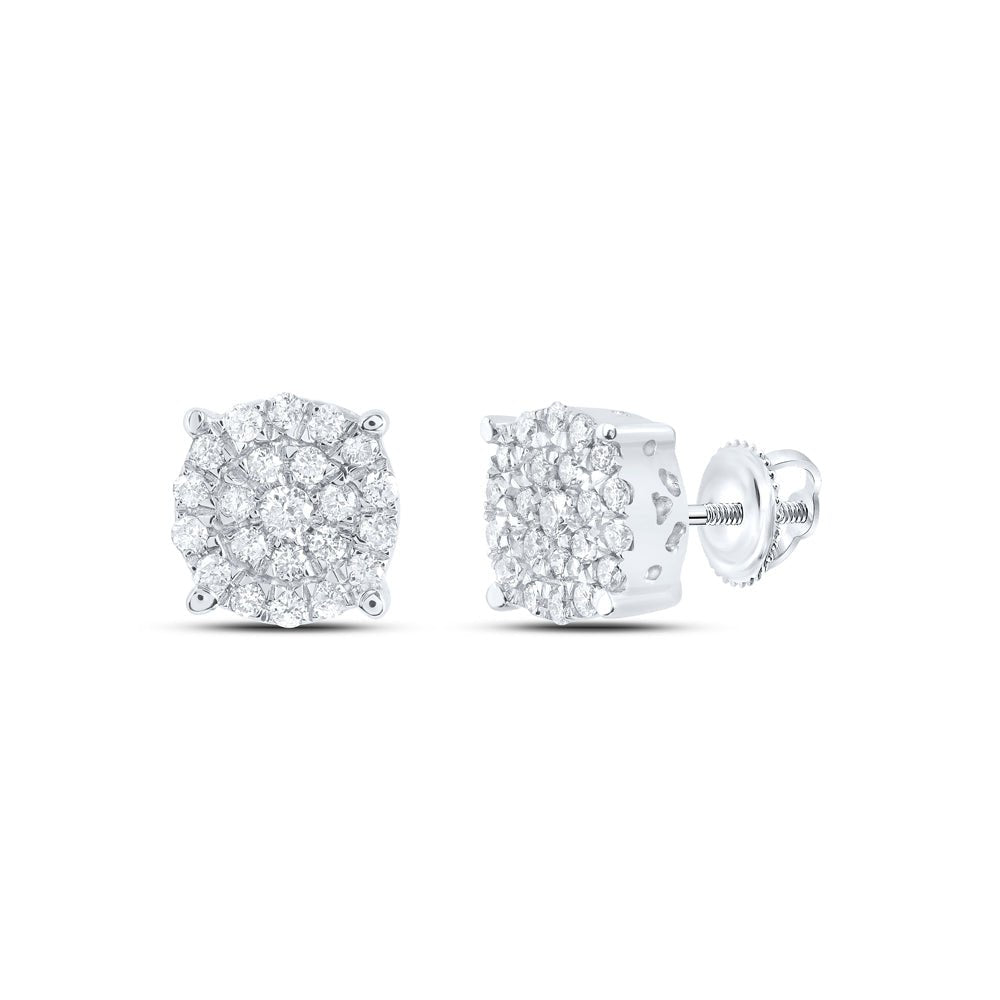 10K White Gold Modern Diamond Earrings with Fine Detail - Splendid Jewellery