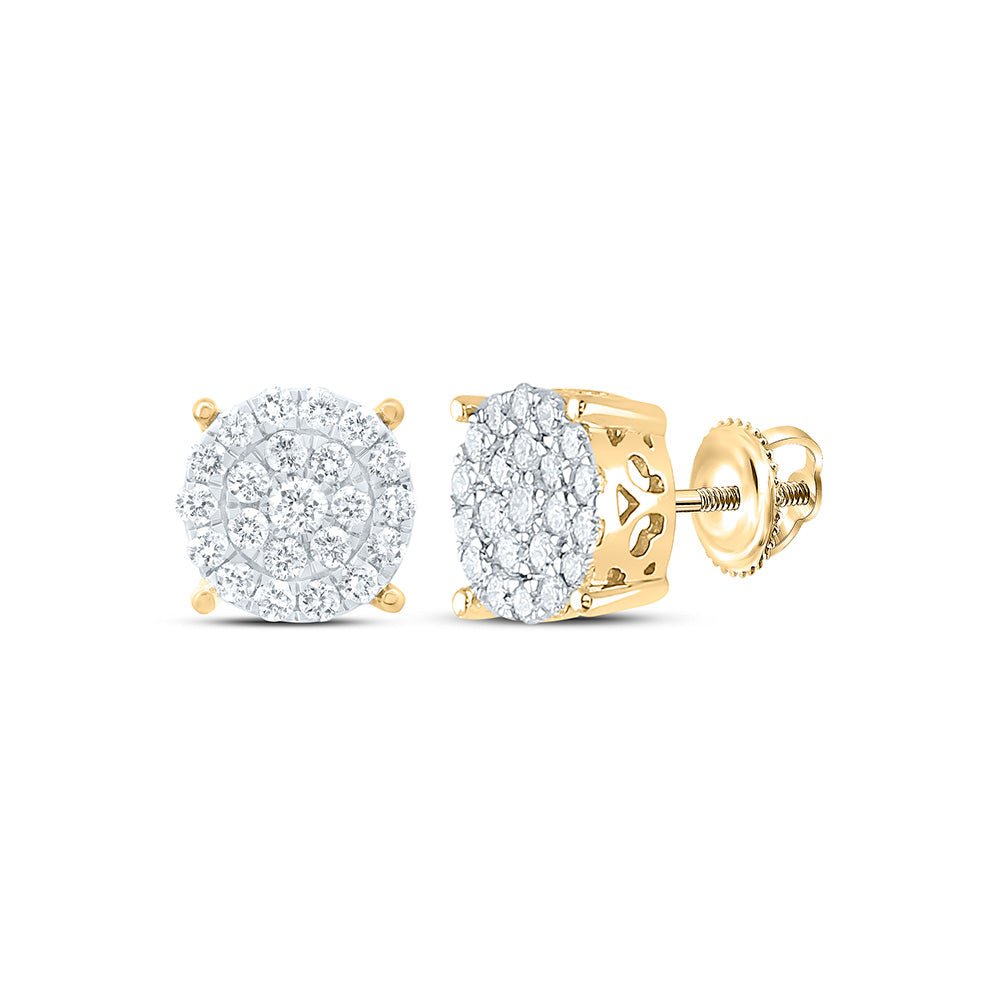 10K Yellow Gold Luxury Diamond Cluster Earrings - Splendid Jewellery