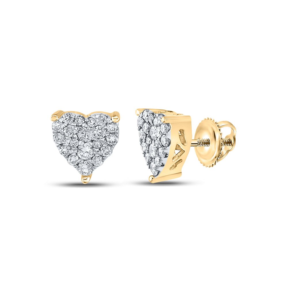 10K Yellow Gold Round Diamond Cluster Earrings Gift Edition - Splendid Jewellery