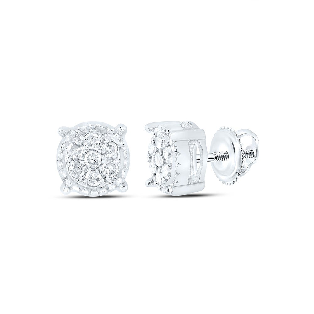 10K White Gold Diamond Stud Earrings 1/10 Cttw - Splendid Jewellery