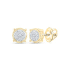 Round Diamond Earrings in 10K Yellow Gold with Fine Detail - Splendid Jewellery
