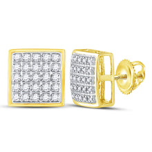 Load image into Gallery viewer, 10K Yellow Gold Round Diamond Square Cluster Earrings 1/6 Cttw - Splendid Jewellery