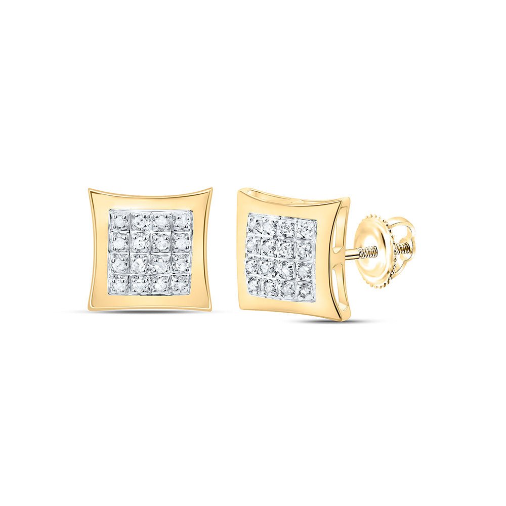10K Yellow Gold Round Diamond Earring 1/12 Cttw - Splendid Jewellery