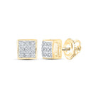 10K Yellow Gold Round Diamond Square Cluster Stud Earrings 1/20 Cttw - Splendid Jewellery