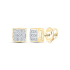 10K Yellow Gold Round Diamond Square Cluster Stud Earrings 1/20 Cttw - Splendid Jewellery