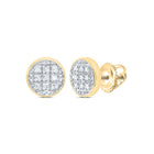 10K Yellow Gold Round Diamond Circle Cluster Stud Earrings 1/20 Cttw - Splendid Jewellery
