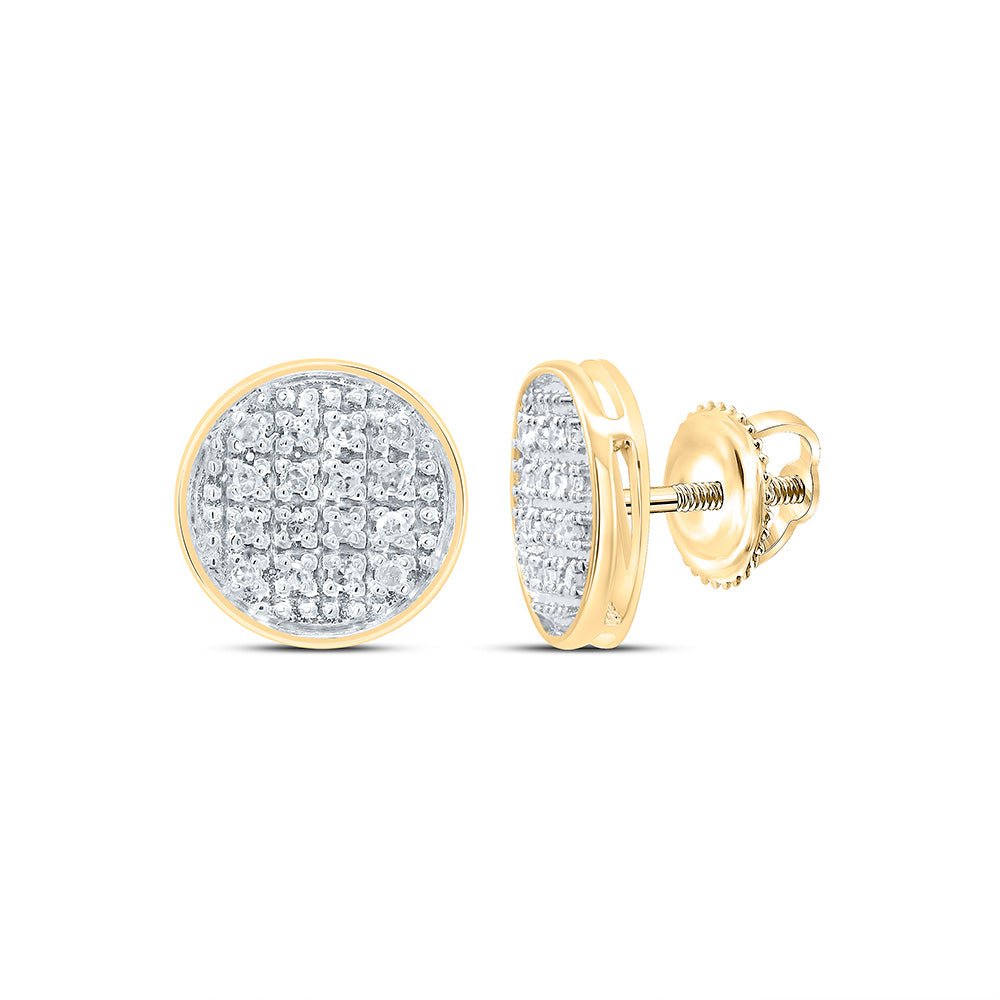 10K Yellow Gold Round Diamond Circle Cluster Stud Earrings 1/12 Cttw - Splendid Jewellery