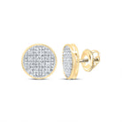 10K Yellow Gold Round Diamond Circle Cluster Stud Earrings 1/12 Cttw - Splendid Jewellery