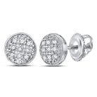 10K White Gold Round Diamond Circle Cluster Earrings 1/20 Cttw - Splendid Jewellery