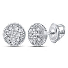 10K White Gold Round Diamond Circle Cluster Earrings 1/20 Cttw - Splendid Jewellery