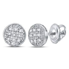 10K White Gold Round Diamond Circle Cluster Earrings 1/20 Cttw - Splendid Jewellery