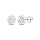 10K White Gold Round Diamond Circle Cluster Earrings 1/20 Cttw - Splendid Jewellery