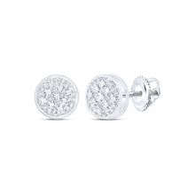 Load image into Gallery viewer, 10K White Gold Round Diamond Circle Cluster Earrings 1/20 Cttw - Splendid Jewellery