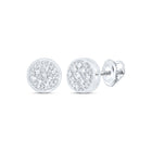 10K White Gold Round Diamond Circle Cluster Earrings 1/20 Cttw - Splendid Jewellery