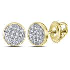 10K Yellow Gold Round Diamond Circle Cluster Stud Earrings 1/12 Cttw - Splendid Jewellery