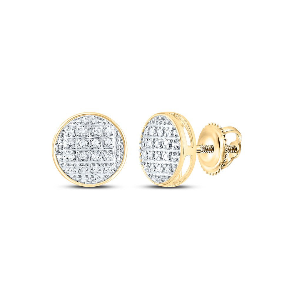 10K Yellow Gold Round Diamond Circle Cluster Stud Earrings 1/12 Cttw - Splendid Jewellery