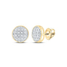 10K Yellow Gold Round Diamond Circle Cluster Stud Earrings 1/12 Cttw - Splendid Jewellery