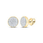 10K Yellow Gold Round Diamond Circle Cluster Stud Earrings 1/12 Cttw - Splendid Jewellery