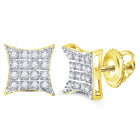 10K Yellow Gold Round Diamond Kite Square Cluster Stud Earrings 1/10 Cttw - Splendid Jewellery