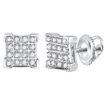 Load image into Gallery viewer, 10K White Gold Round Diamond Square Cluster Earrings 1/10 Cttw - Splendid Jewellery