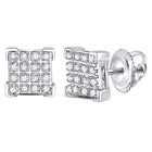10K White Gold Round Diamond Square Cluster Earrings 1/10 Cttw - Splendid Jewellery