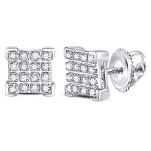 Load image into Gallery viewer, 10K White Gold Round Diamond Square Cluster Earrings 1/10 Cttw - Splendid Jewellery