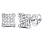 10K White Gold Round Diamond Square Cluster Earrings 1/10 Cttw - Splendid Jewellery