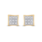 10K Yellow Gold Round Diamond P3 Micro - Pave Square Earring 1/20 Cttw - Splendid Jewellery