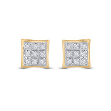 Load image into Gallery viewer, 10K Yellow Gold Round Diamond P3 Micro - Pave Square Earring 1/20 Cttw - Splendid Jewellery