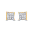 10K Yellow Gold Round Diamond P3 Micro - Pave Square Earring 1/20 Cttw - Splendid Jewellery