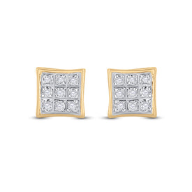 10K Yellow Gold Round Diamond P3 Micro - Pave Square Earring 1/20 Cttw - Splendid Jewellery