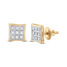 10K Yellow Gold Round Diamond P3 Micro - Pave Square Earring 1/20 Cttw - Splendid Jewellery