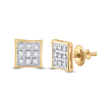 Load image into Gallery viewer, 10K Yellow Gold Round Diamond P3 Micro - Pave Square Earring 1/20 Cttw - Splendid Jewellery