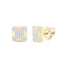 10K Yellow Gold Round Diamond Square Cluster Stud Earrings 1/6 Cttw - Splendid Jewellery