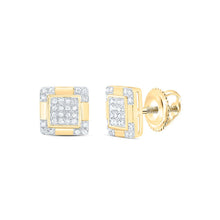 Load image into Gallery viewer, 10K Yellow Gold Round Diamond Square Cluster Stud Earrings 1/6 Cttw - Splendid Jewellery