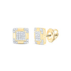 10K Yellow Gold Round Diamond Square Cluster Stud Earrings 1/6 Cttw - Splendid Jewellery