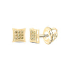 10K Yellow Gold Round Diamond Yellow Color Enhanced Cluster Square Kite Earrings 1/20 Cttw - Splendid Jewellery